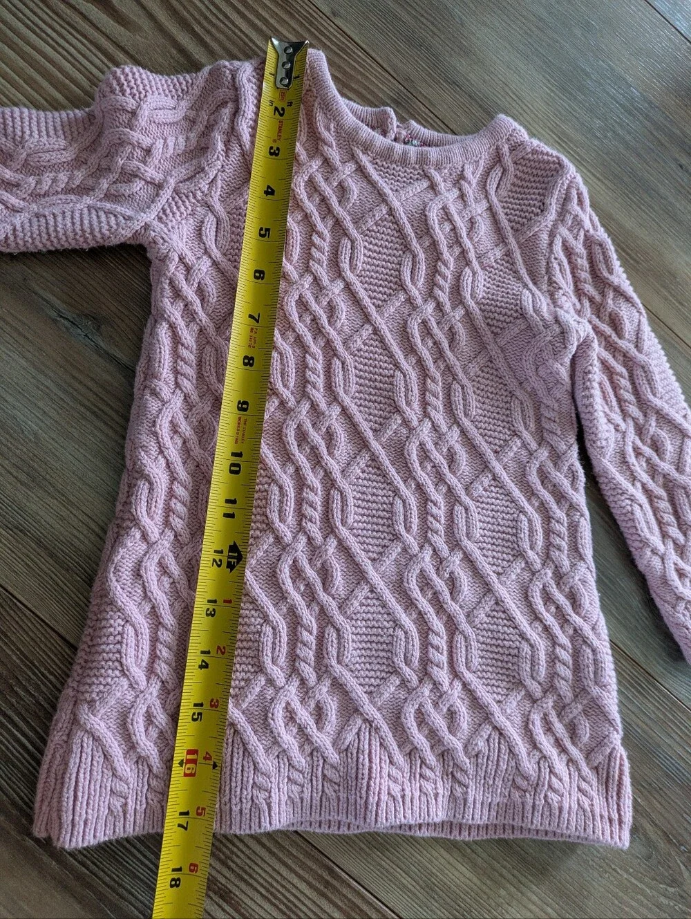 Adrienne Vittadini Girls Pink Cable Knit Long Sleeve Sweater Dress 24 Months